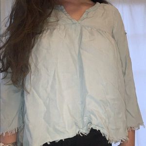 Aerie frayed blouse